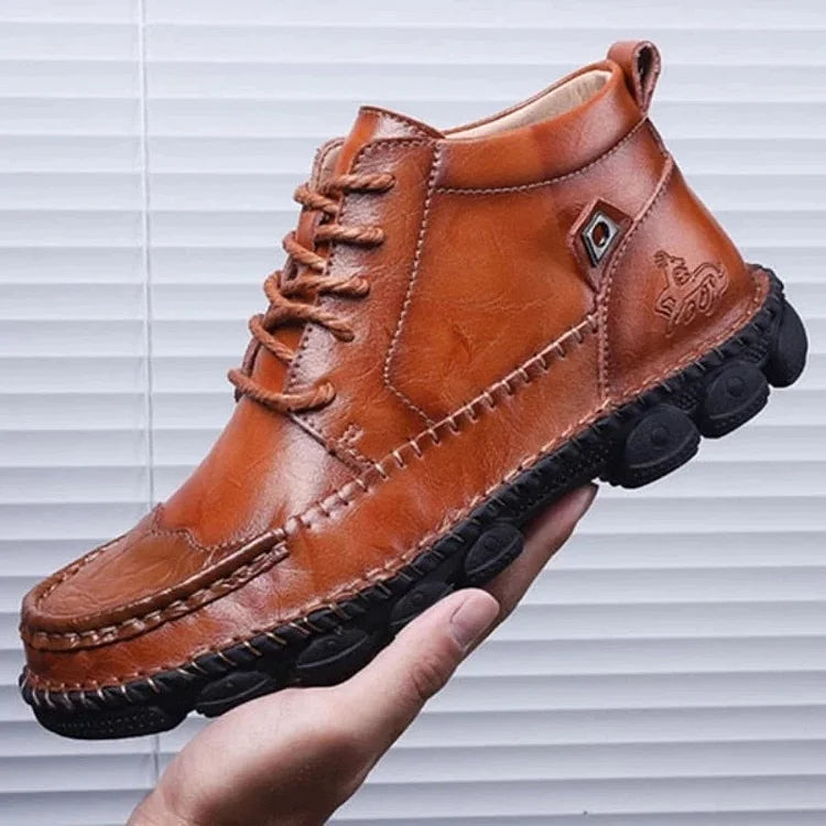 Herren Leder Stiefeletten Runde Zehen Lässige orthopädische Schuhe