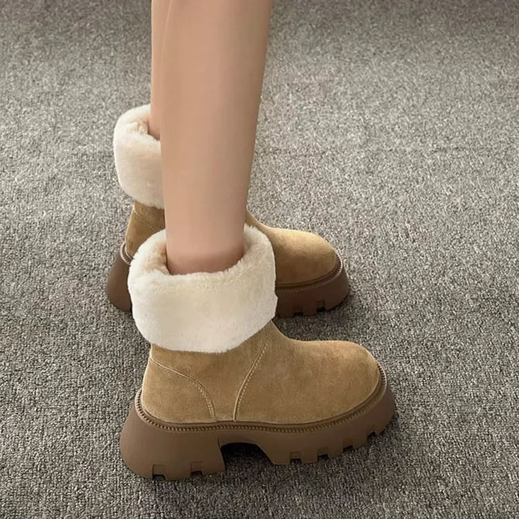 Orthopädische Damenstiefel Damen Fleece Retro Dickbesohlte Warme Kurze Stiefel