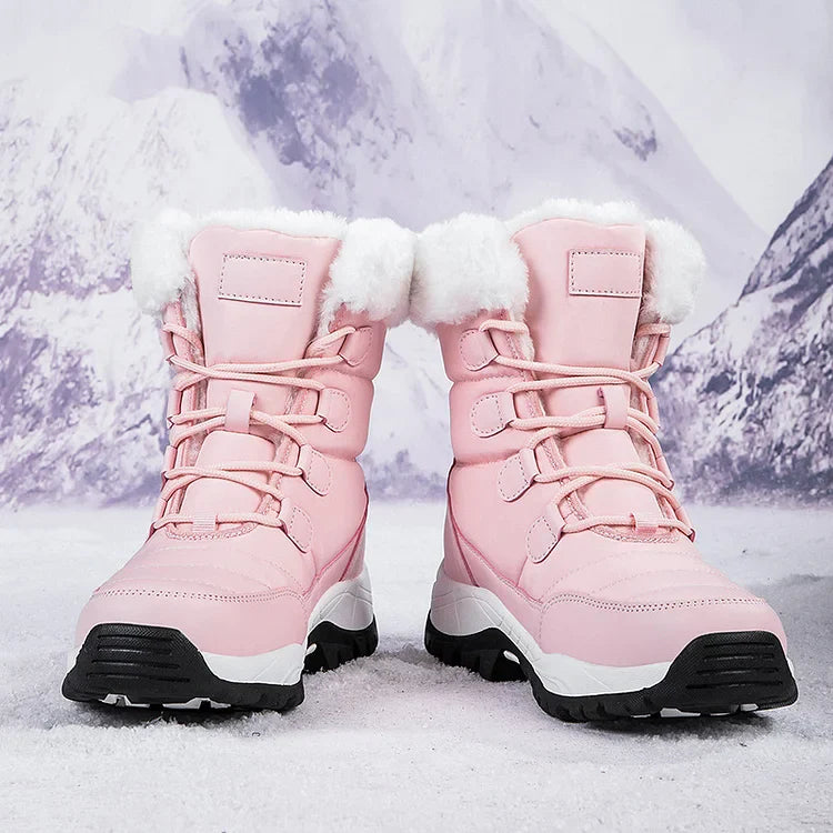 Damen Winter-Schneestiefel - Flauschige Schnürung vorne