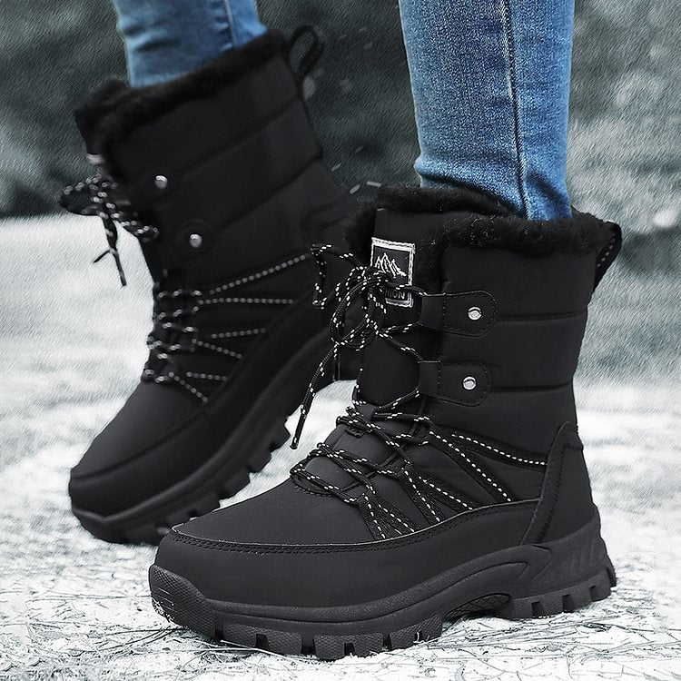 Damen Anti-Rutsch-Fell Warme wasserdichte Schneestiefel Mitte Der Wade