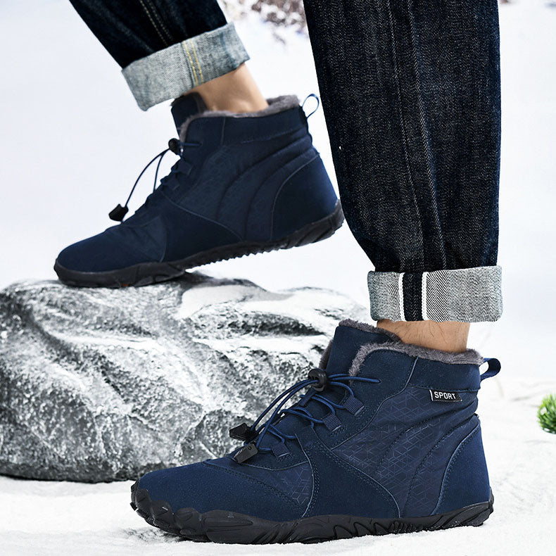 Herren Outdoor High-Top Baumwollschuhe Unisex Barfußschuhe Arbeitsschuhe Schneestiefel Warm Plus Samt Verdickte Mittelrohr Wanderwinterschuhe