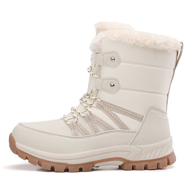 Damen Anti-Rutsch-Fell Warme wasserdichte Schneestiefel Mitte Der Wade