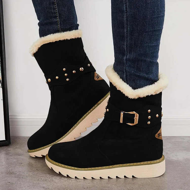 Rutschfeste Schneestiefeletten warme Schlupfstiefeletten mit Fellfutter
