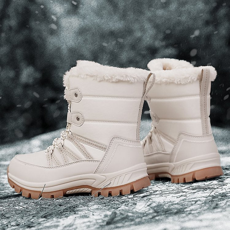 Damen Anti-Rutsch-Fell Warme wasserdichte Schneestiefel Mitte Der Wade