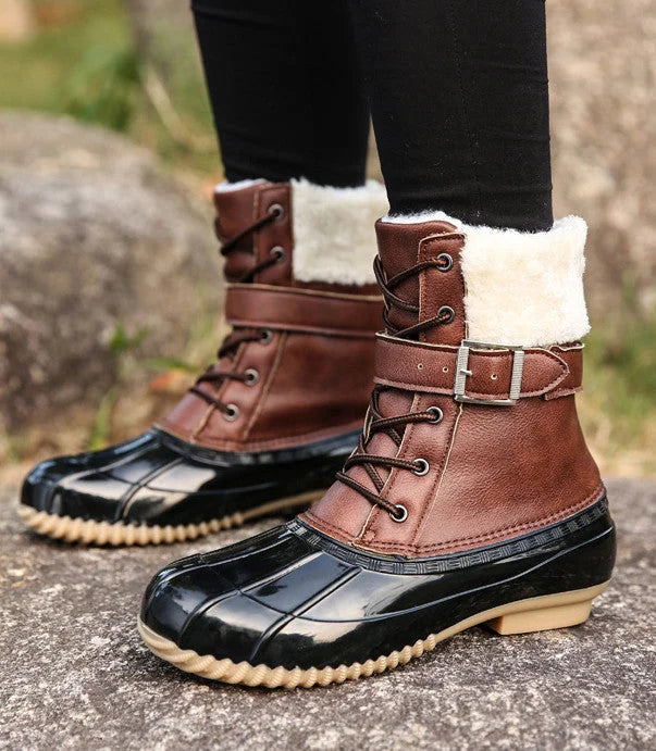 Warme Retro-Entenstiefel aus Kunstwolle