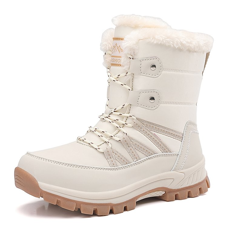 Damen Anti-Rutsch-Fell Warme wasserdichte Schneestiefel Mitte Der Wade