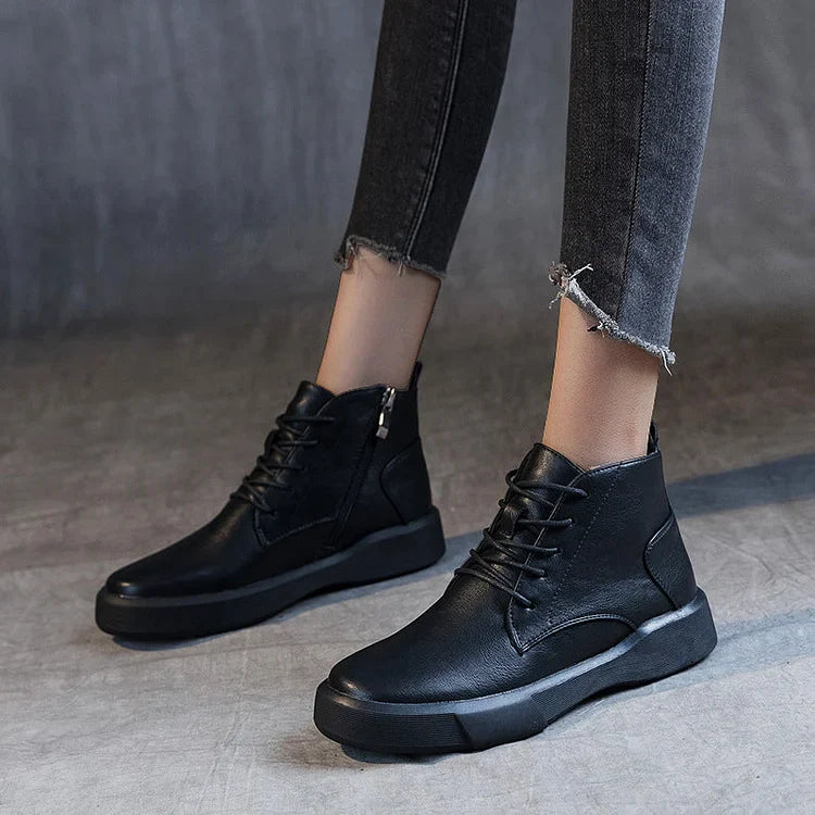 Damen Arch Supportor Leder Stiefeletten Warme Femme Kurze Stiefel Wasserdichte Schuhe