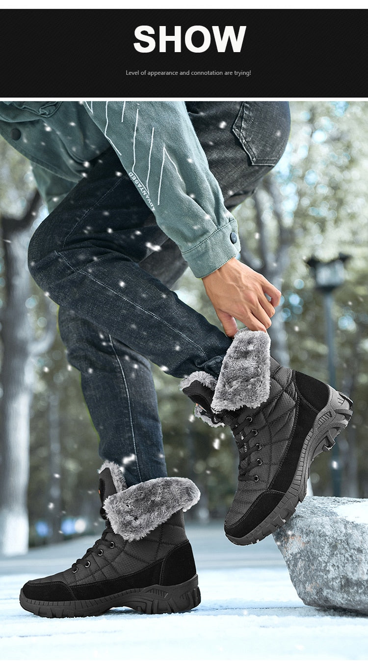 Herren Winterstiefel mit Fell bis zur Mitte der Wade