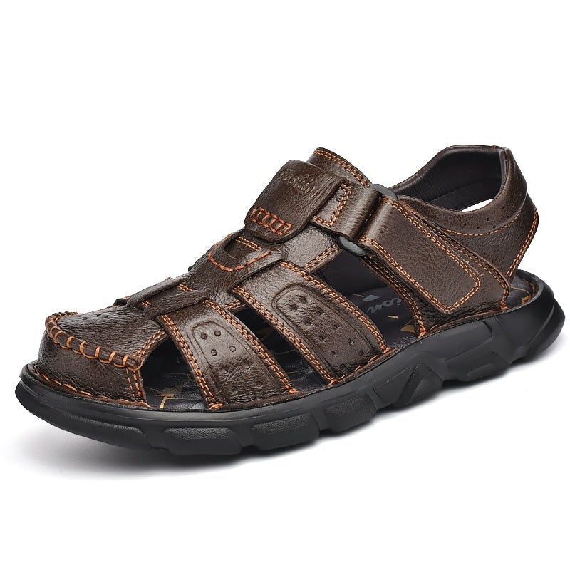 Hochwertige Sandalen aus Kuhleder für den Sommer im Freien handgefertigt für Herren modisch bequem für den Strand aus Leder