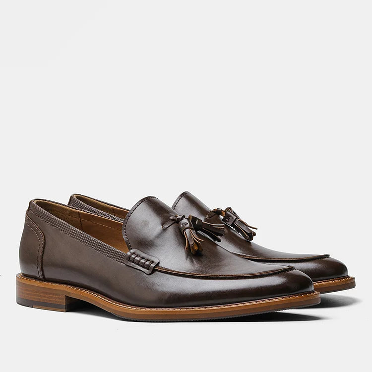 Formelle Business-Loafer für Herren mit Holzmaserung und Quaste