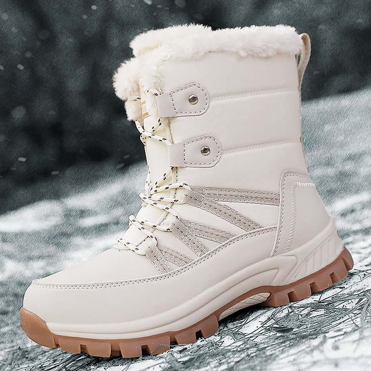 Damen Anti-Rutsch-Fell Warme wasserdichte Schneestiefel Mitte Der Wade