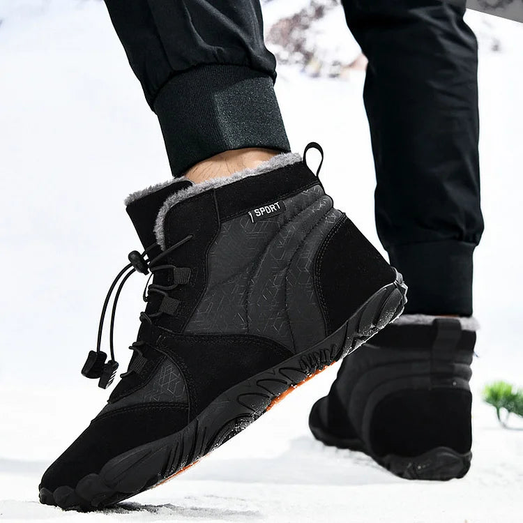 Herren Outdoor High-Top Baumwollschuhe Unisex Barfußschuhe Arbeitsschuhe Schneestiefel Warm Plus Samt Verdickte Mittelrohr Wanderwinterschuhe
