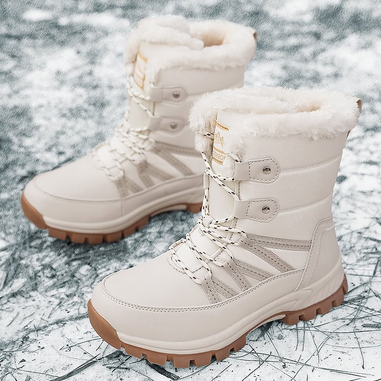 Damen Anti-Rutsch-Fell Warme wasserdichte Schneestiefel Mitte Der Wade