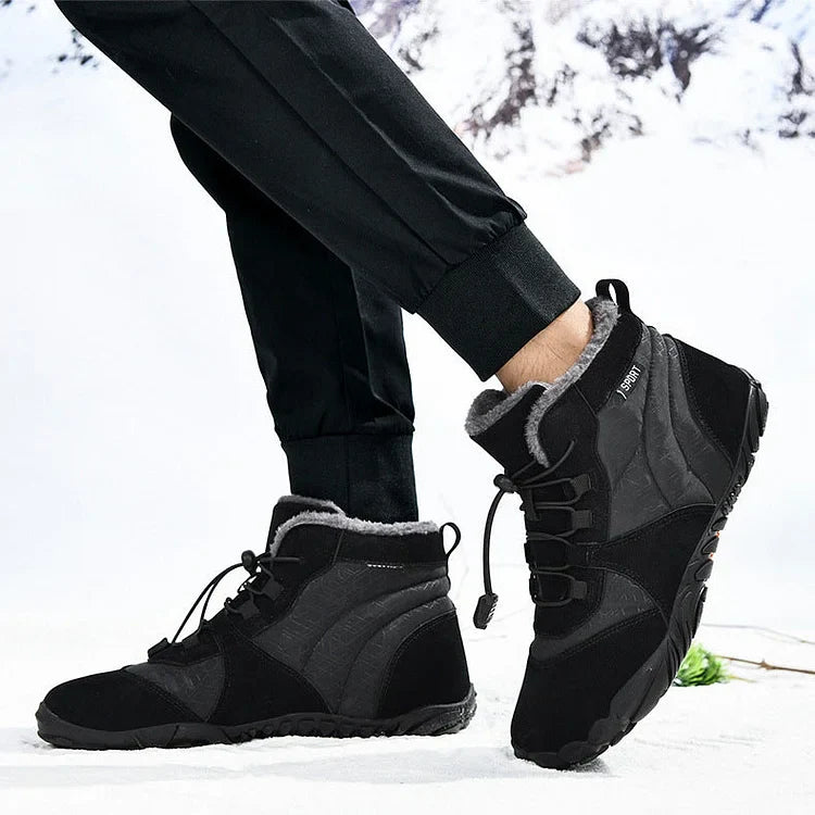 Herren Outdoor High-Top Baumwollschuhe Unisex Barfußschuhe Arbeitsschuhe Schneestiefel Warm Plus Samt Verdickte Mittelrohr Wanderwinterschuhe