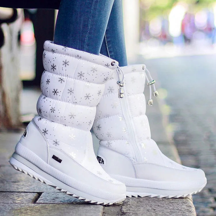 Rutschfeste knöchelhohe Schneestiefeletten aus Kunstpelz warme Stiefel bis zur Wade