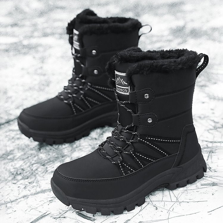 Damen Anti-Rutsch-Fell Warme wasserdichte Schneestiefel Mitte Der Wade
