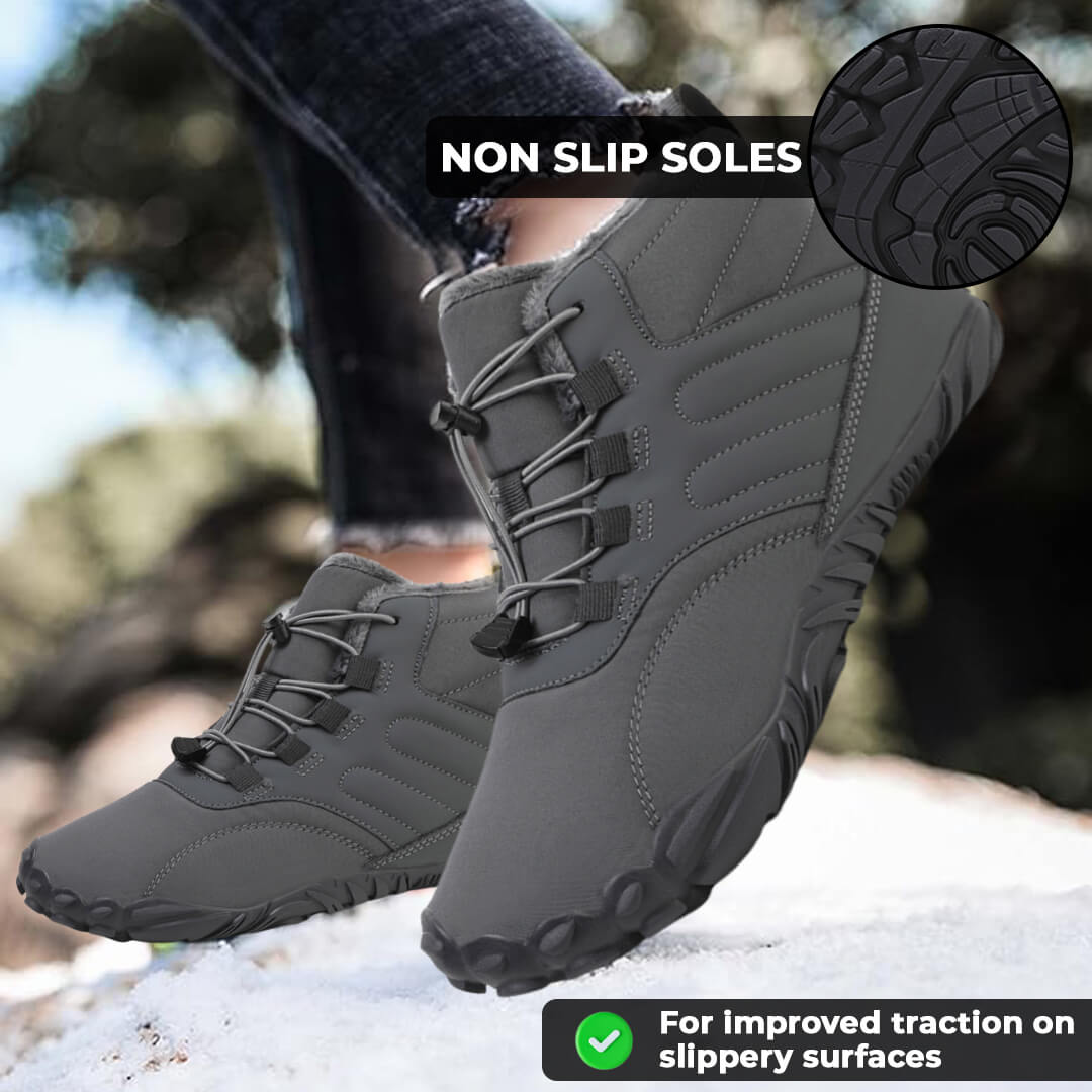 Rutschfeste und wasserdichte Barfuß-Orthopädieschuhe für den Winter - Grau