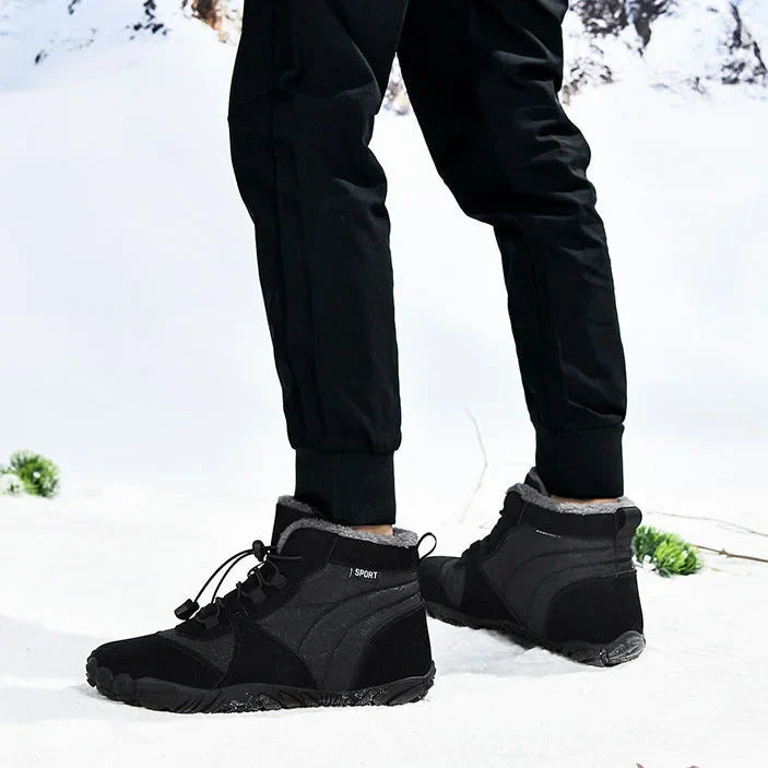Herren Outdoor High-Top Baumwollschuhe Unisex Barfußschuhe Arbeitsschuhe Schneestiefel Warm Plus Samt Verdickte Mittelrohr Wanderwinterschuhe