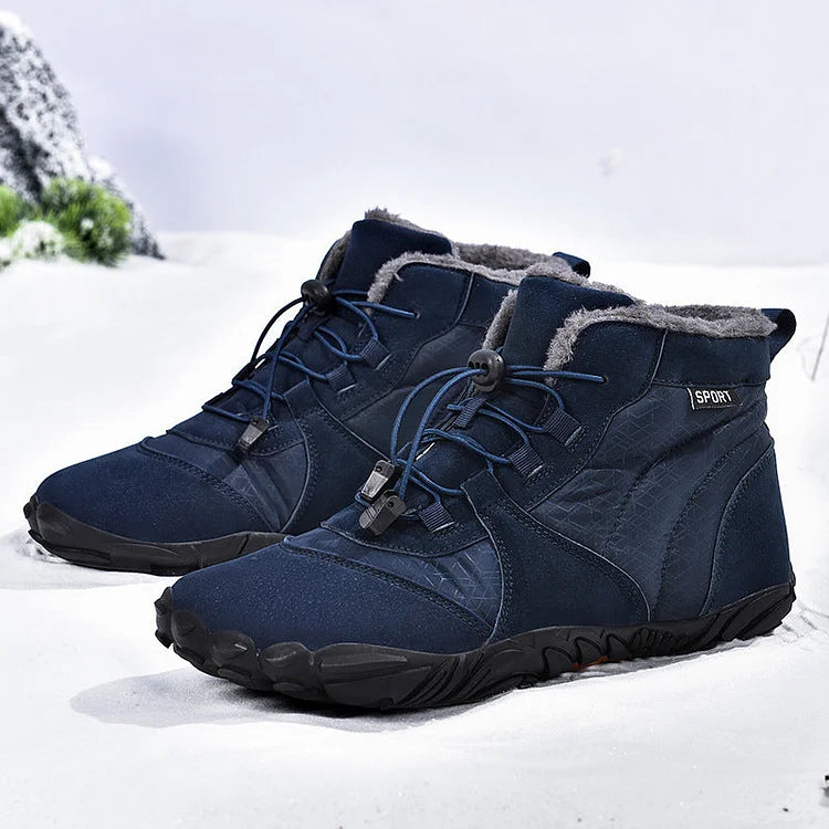 Herren Outdoor High-Top Baumwollschuhe Unisex Barfußschuhe Arbeitsschuhe Schneestiefel Warm Plus Samt Verdickte Mittelrohr Wanderwinterschuhe