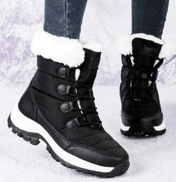 Damen Winter-Schneestiefel - Flauschige Schnürung vorne