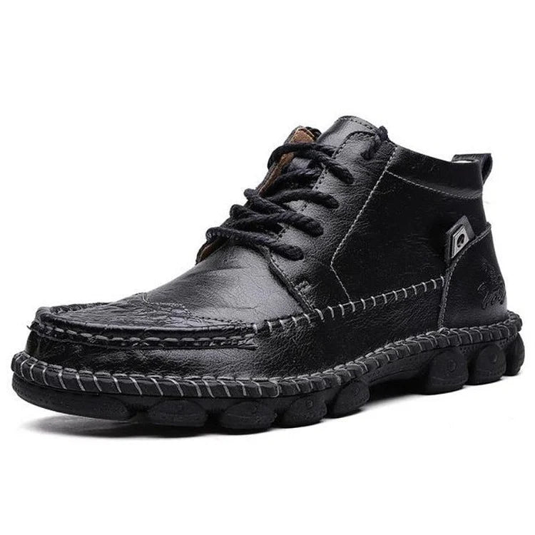 Herren Leder Stiefeletten Runde Zehen Lässige orthopädische Schuhe