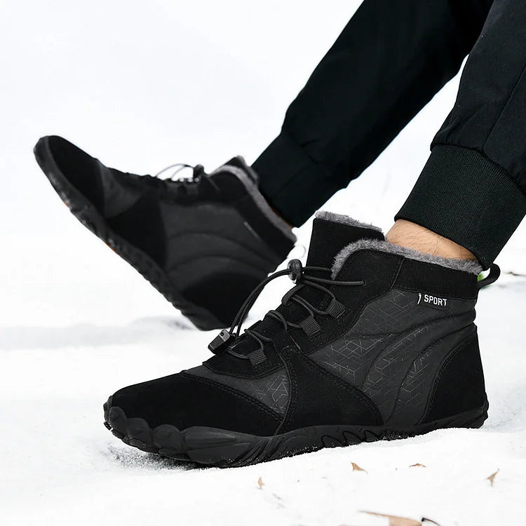 Herren Outdoor High-Top Baumwollschuhe Unisex Barfußschuhe Arbeitsschuhe Schneestiefel Warm Plus Samt Verdickte Mittelrohr Wanderwinterschuhe