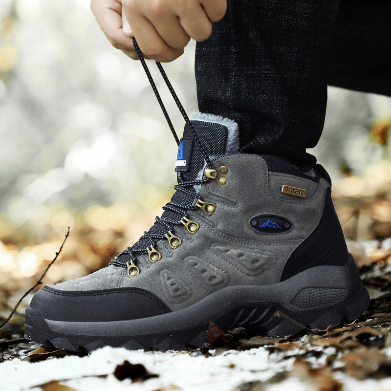 Warme rutschfeste High-Top-Wanderschuhe für den Winter im Freien mit dicker Sohle