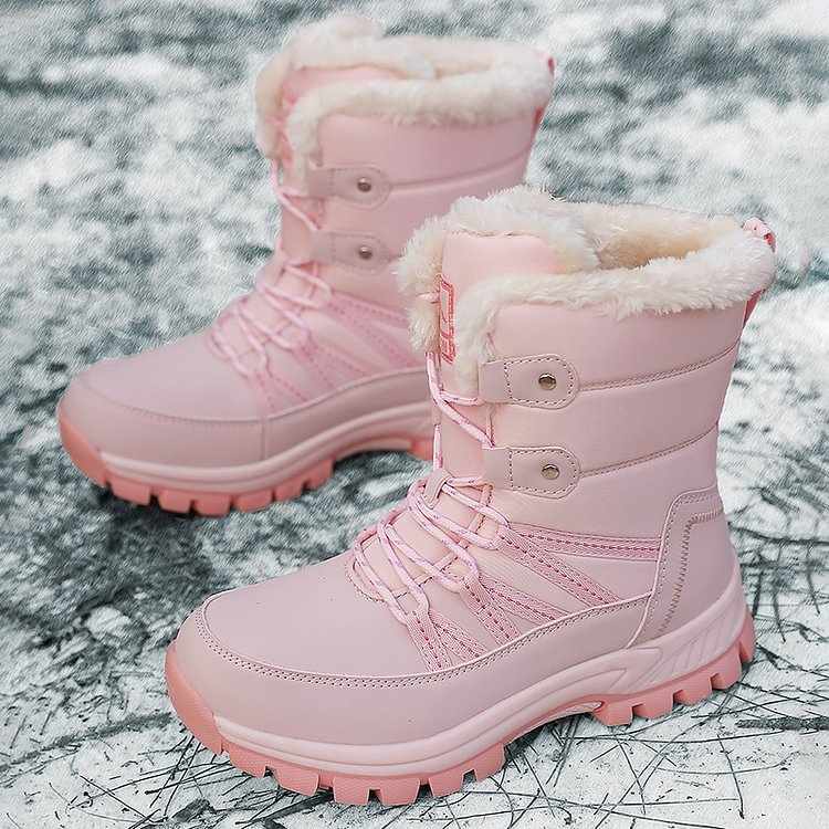 Damen Anti-Rutsch-Fell Warme wasserdichte Schneestiefel Mitte Der Wade