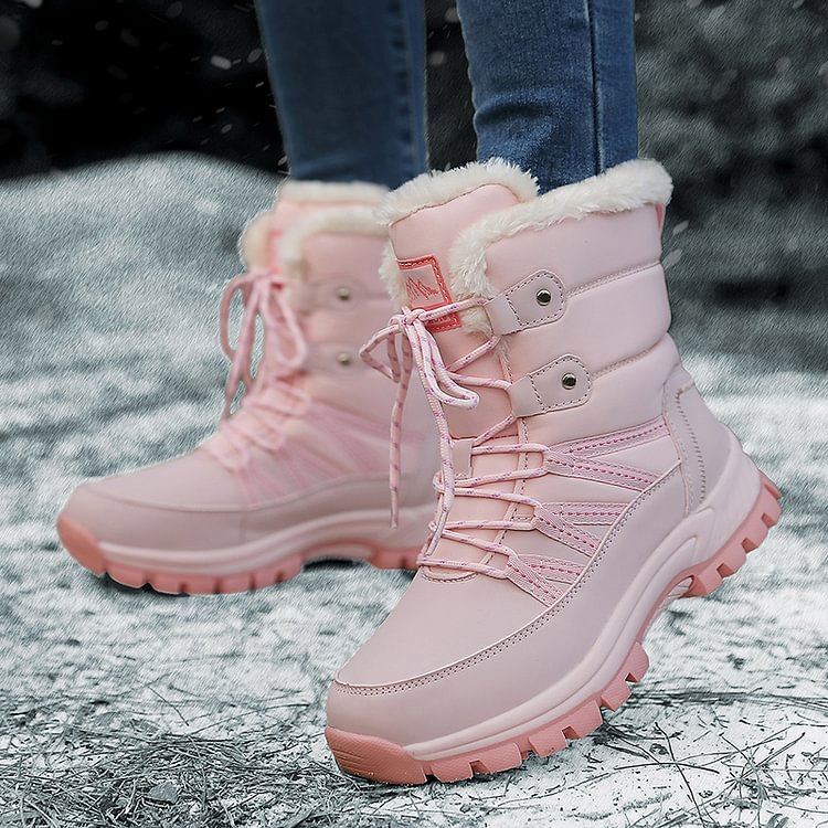 Damen Anti-Rutsch-Fell Warme wasserdichte Schneestiefel Mitte Der Wade