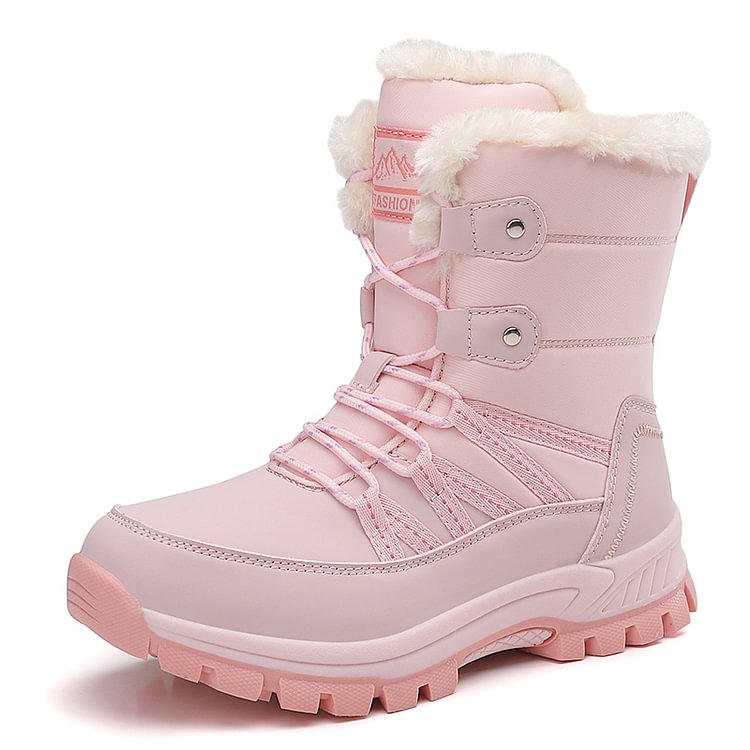 Damen Anti-Rutsch-Fell Warme wasserdichte Schneestiefel Mitte Der Wade