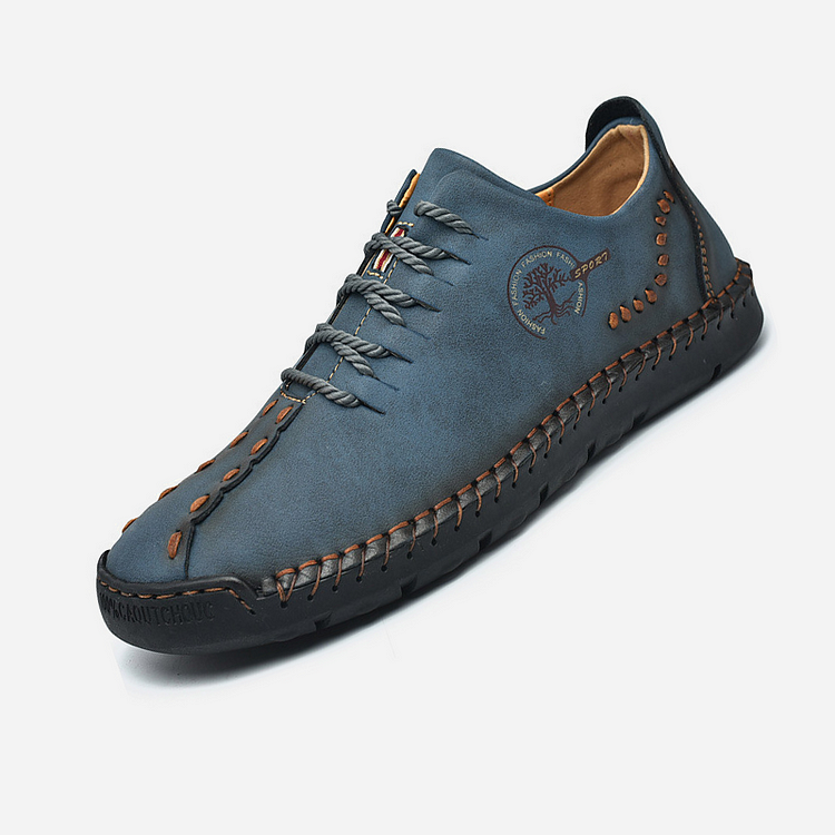 Herren-Freizeitschuhe aus Leder mit handgenähter rutschfester weicher Sohle
