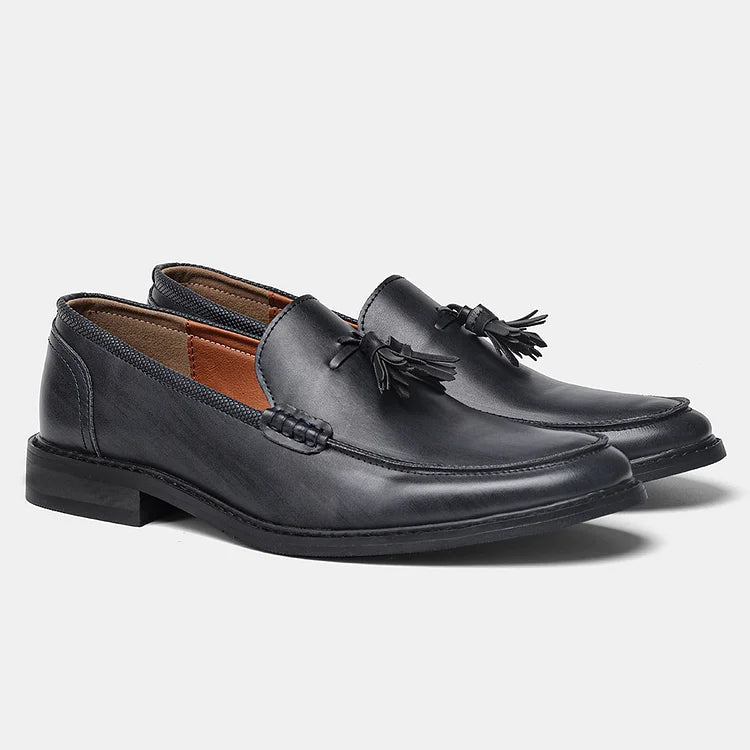 Formelle Business-Loafer für Herren mit Holzmaserung und Quaste