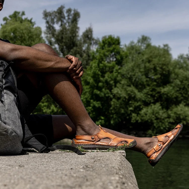 Herren Handgenähte Ledersandalen