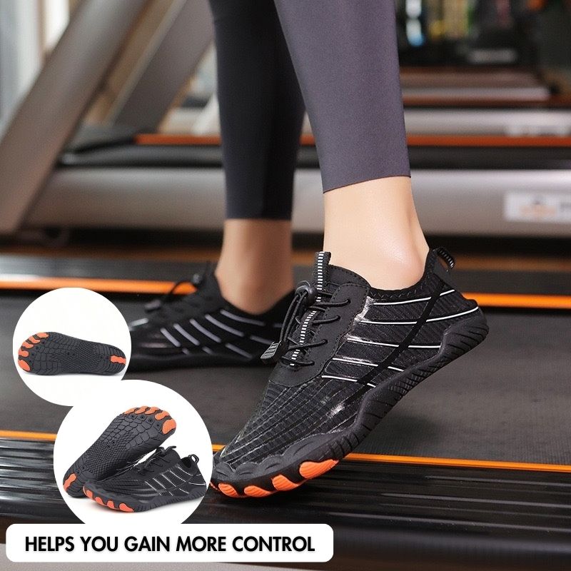 Rutschfeste orthopädische Barfußschuhe für breite Füße - Schwarz