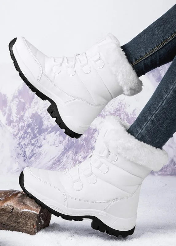 Damen Winter-Schneestiefel - Flauschige Schnürung vorne