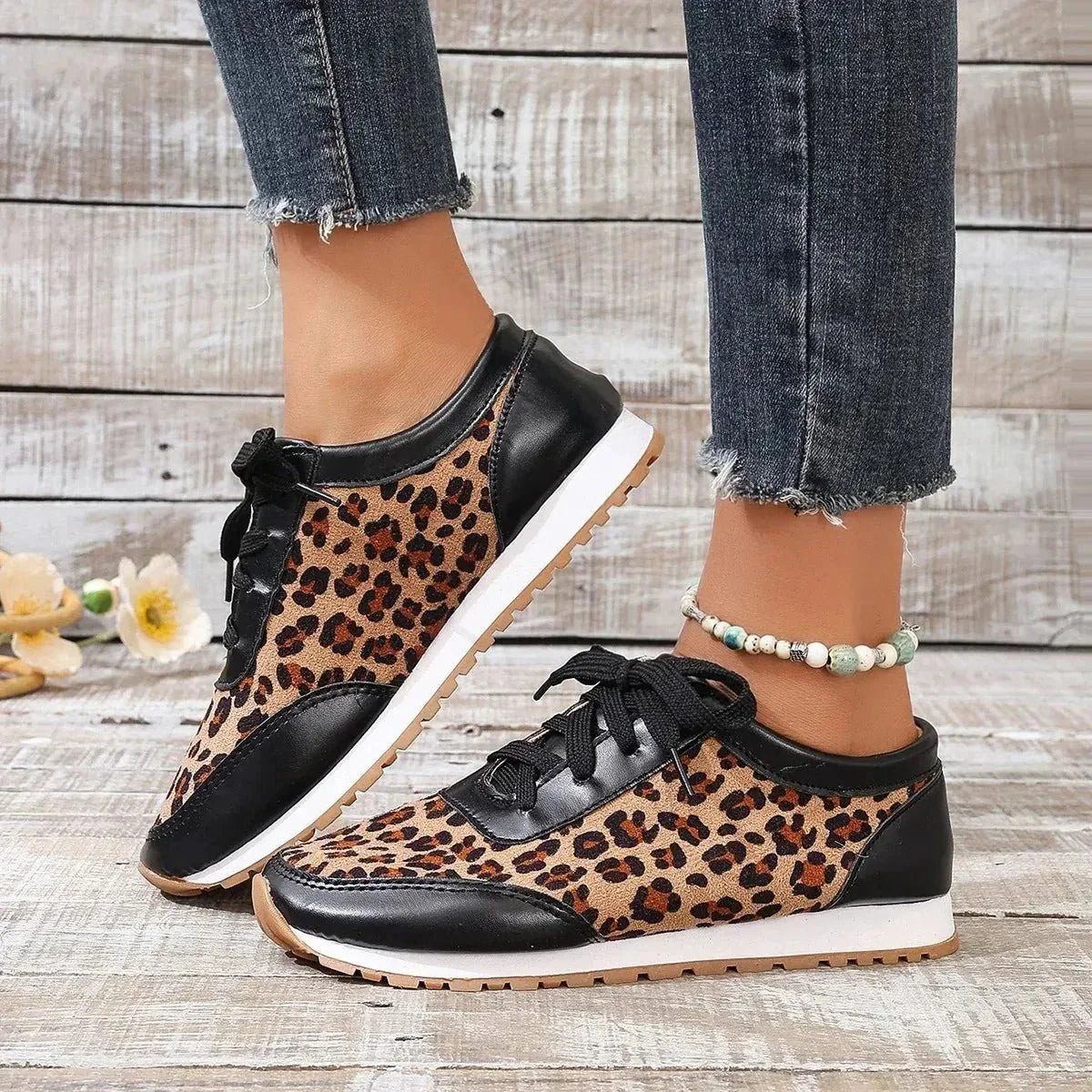 Schuhe Herbst Leopard Print Mischfarben Casual