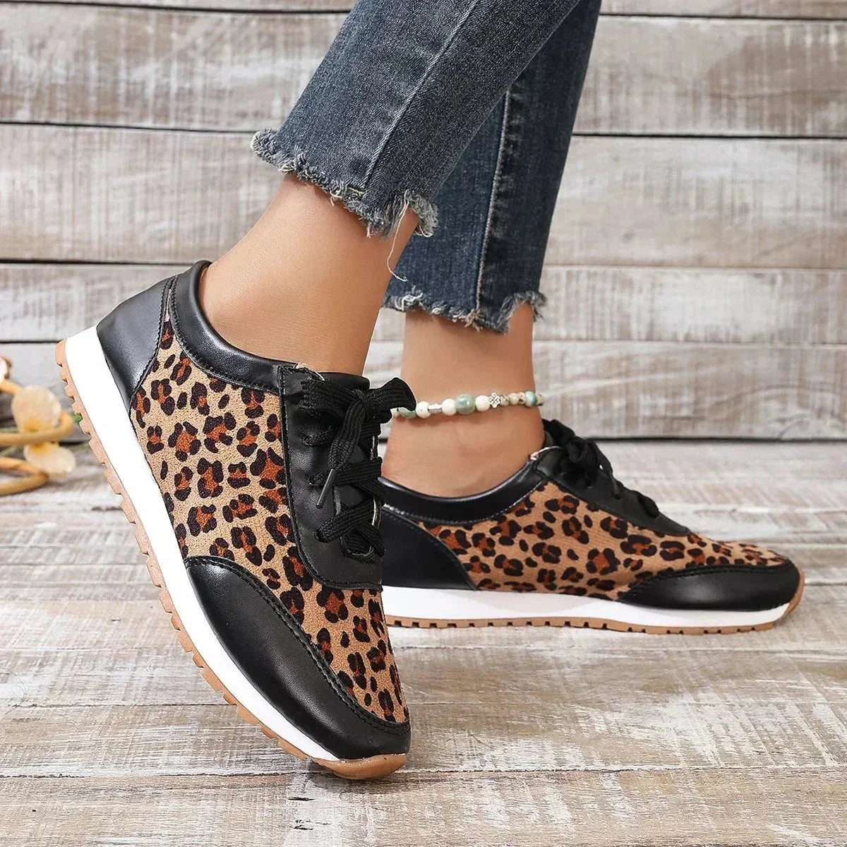 Schuhe Herbst Leopard Print Mischfarben Casual