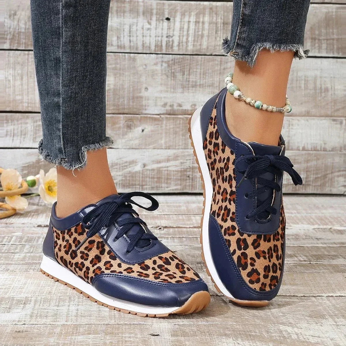 Schuhe Herbst Leopard Print Mischfarben Casual
