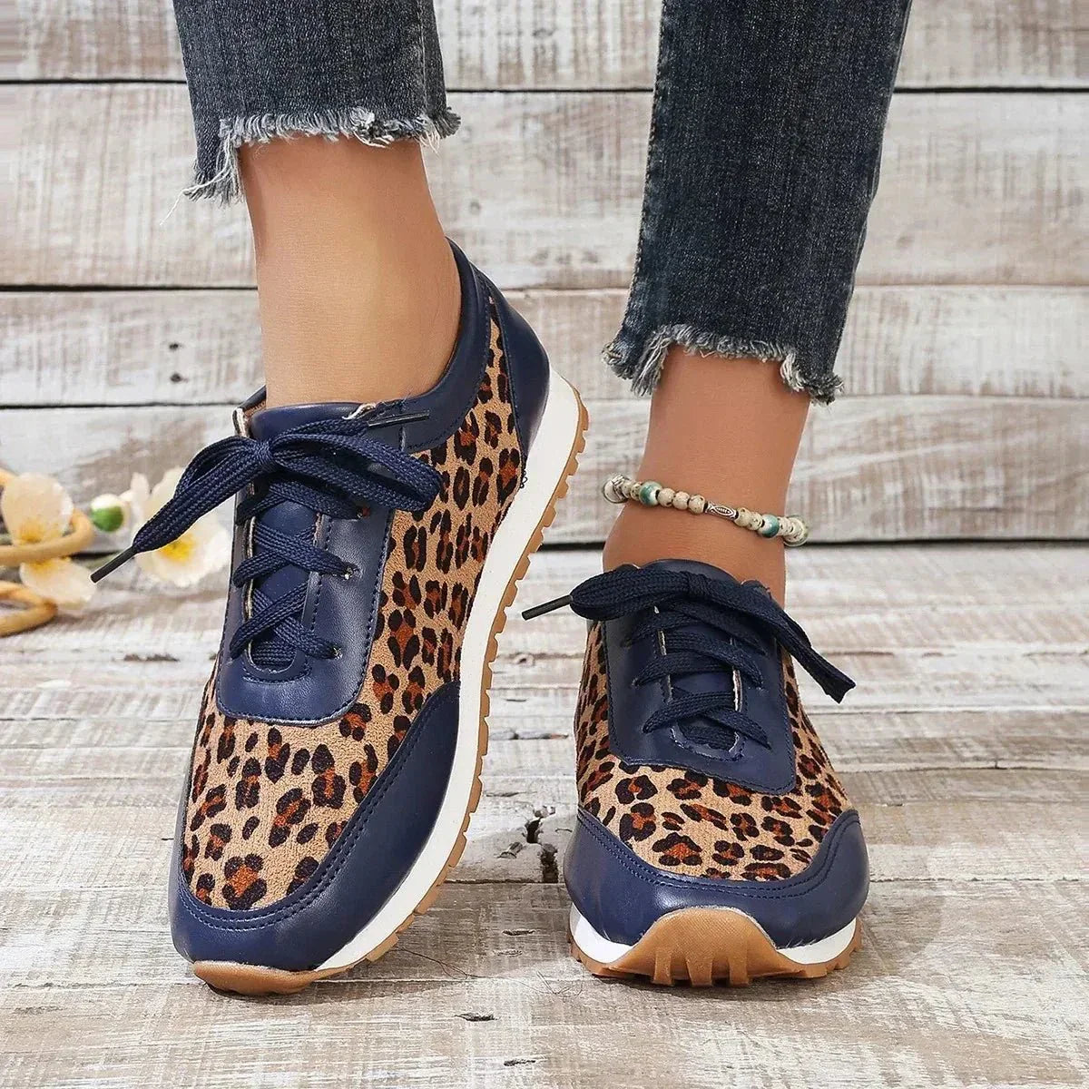 Schuhe Herbst Leopard Print Mischfarben Casual