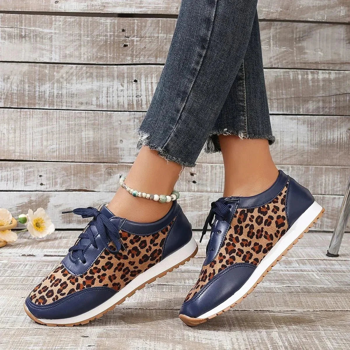 Schuhe Herbst Leopard Print Mischfarben Casual