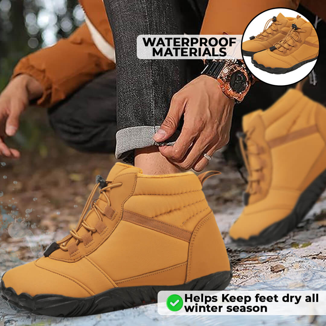 Rutschfeste wasserdichte Barfuß Winter Orthesenschuhe - Braun