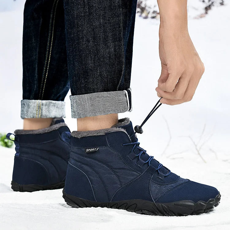 Herren Outdoor High-Top Baumwollschuhe Unisex Barfußschuhe Arbeitsschuhe Schneestiefel Warm Plus Samt Verdickte Mittelrohr Wanderwinterschuhe