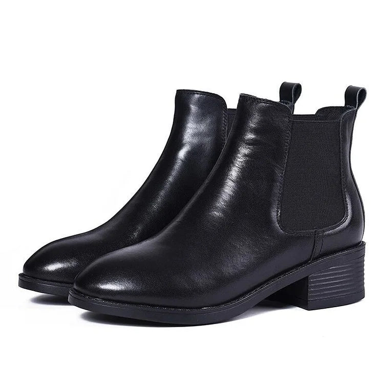 Chelsea-Stiefel für Damen aus echtem Leder mit rutschfester dicker Sohle
