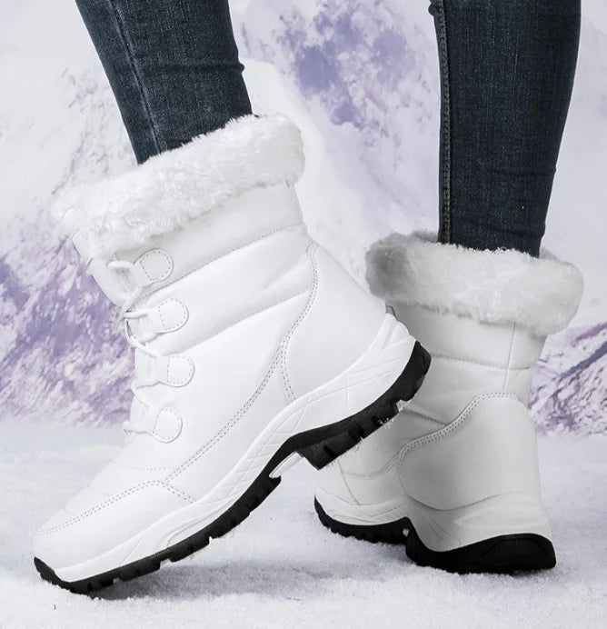 Damen Winter-Schneestiefel - Flauschige Schnürung vorne