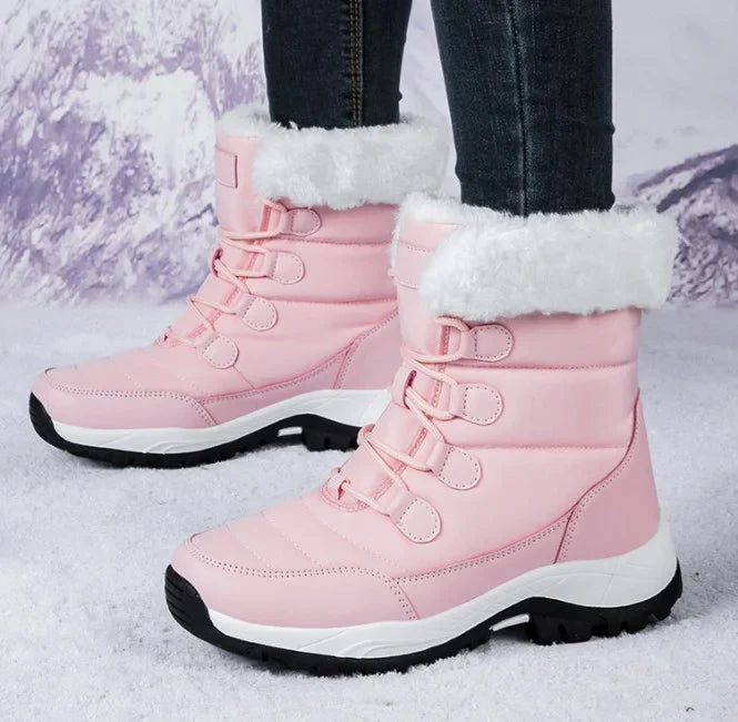 Damen Winter-Schneestiefel - Flauschige Schnürung vorne