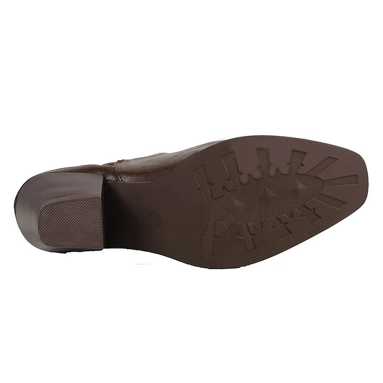 Retro Resort Bestickte Cowboy-Westem-Modestiefel mit klobigem Absatz für Damen
