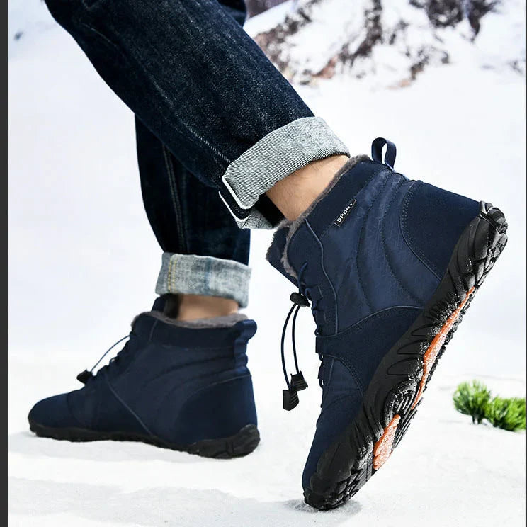 Herren Outdoor High-Top Baumwollschuhe Unisex Barfußschuhe Arbeitsschuhe Schneestiefel Warm Plus Samt Verdickte Mittelrohr Wanderwinterschuhe