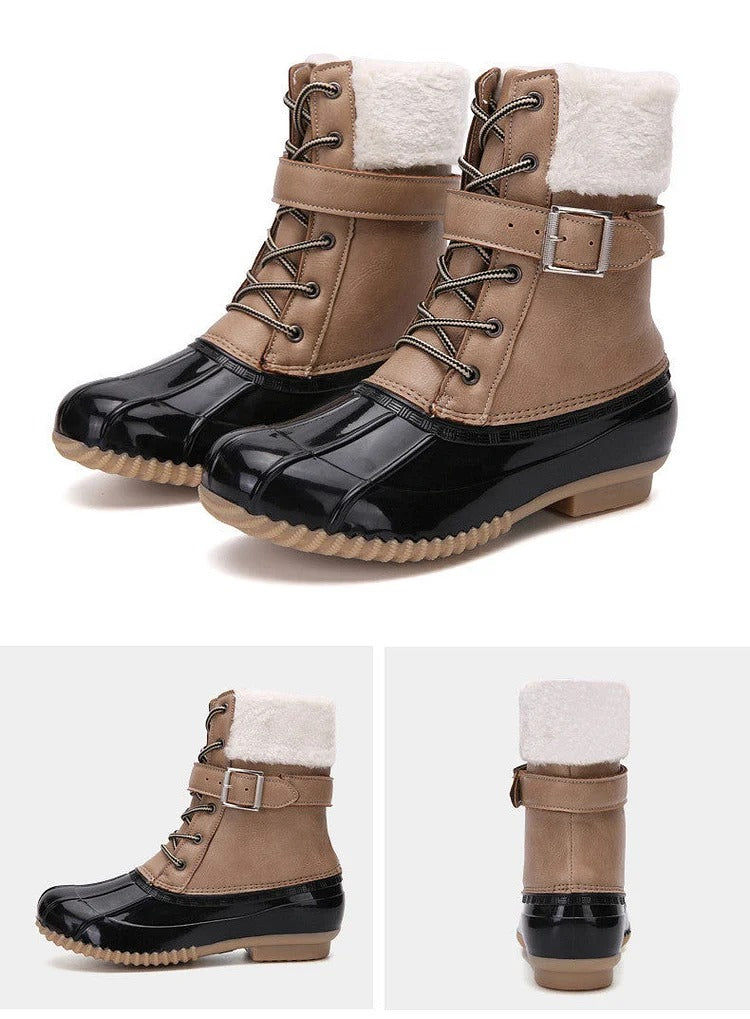 Warme Retro-Entenstiefel aus Kunstwolle