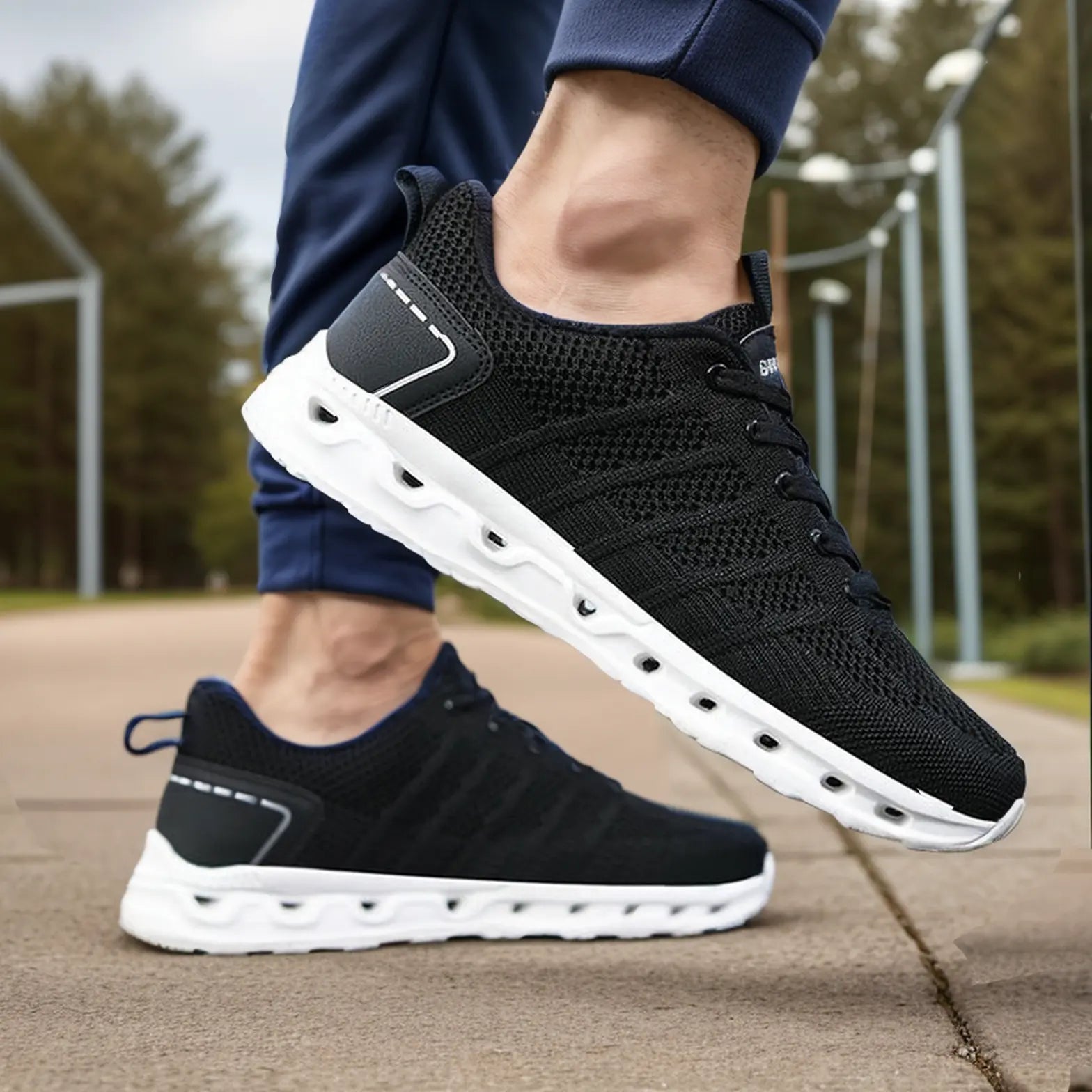 Orthopädische Schuhe für Herren Walking Athletic Sneakers - Schwarz Weiß