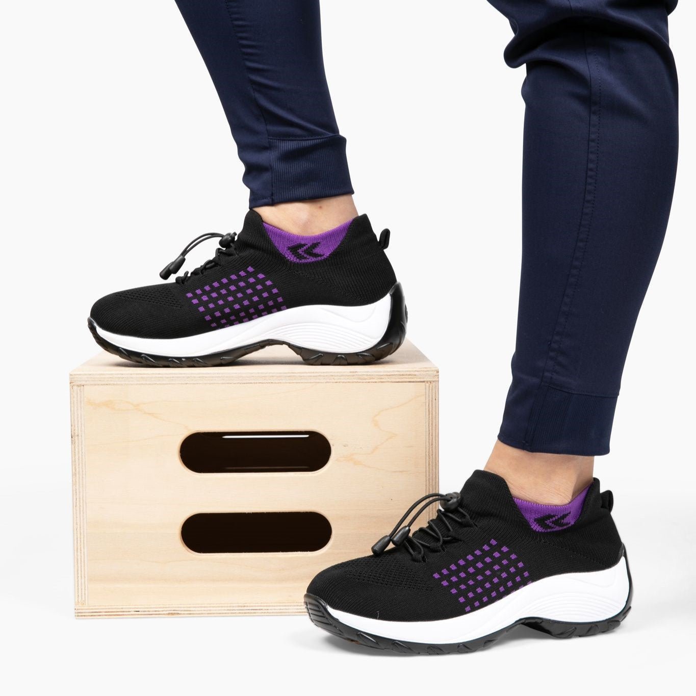 Orthopädische Schuhe mit rutschfester Stretch-Polsterung - Schwarz Lila